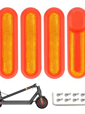 4 piezas de carcasas decorativas rojas de repuesto + barras reflectoras amarillas para M365 1S Pro Pro2 y Lite