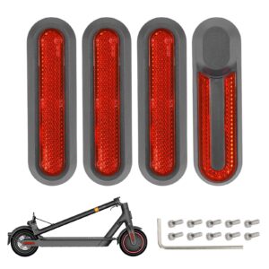 4 piezas de carcasas decorativas grises de repuesto + barras reflectoras rojas para M365 1S Pro Pro2 y Lite
