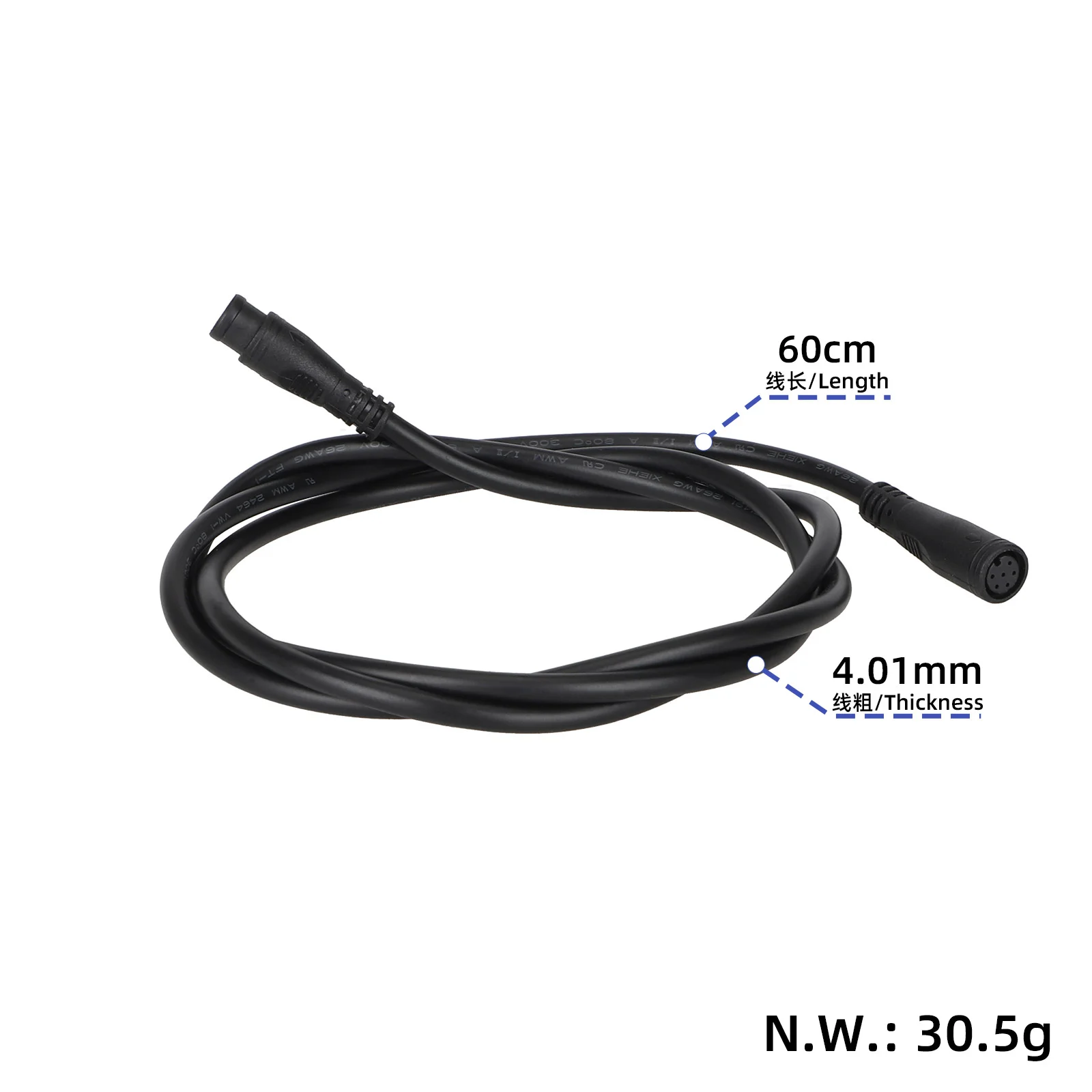 Cable conector impermeable M8 con cabezal negro de 6 pines, conector macho/hembra de 60 cm - Imagen 2