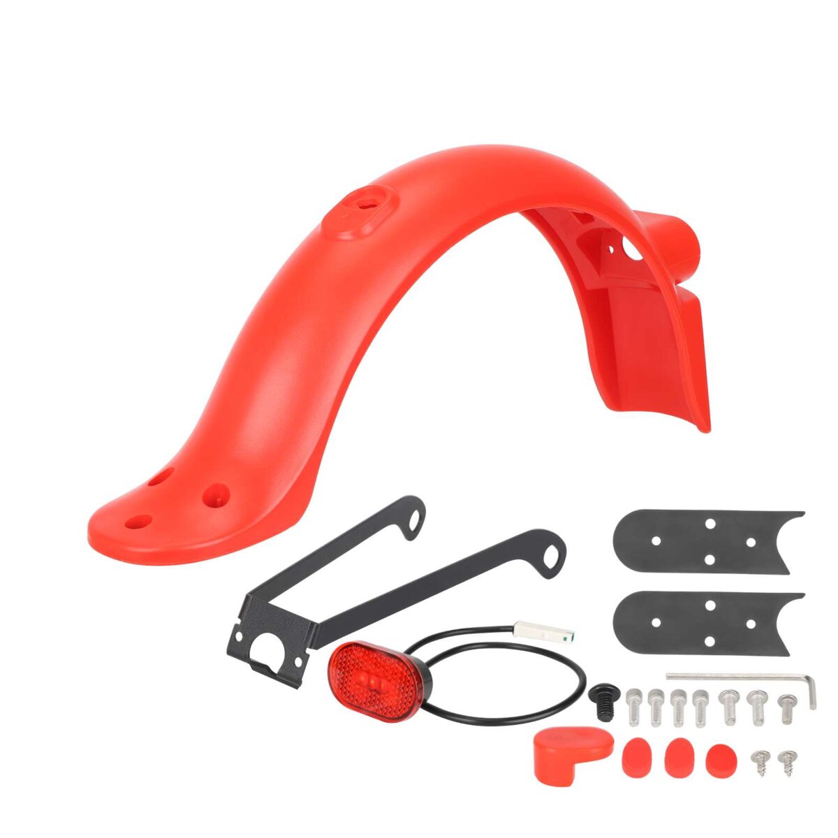 Kit de guardabarros trasero rojo con luz, soporte metálico y gancho para patinete M365 Pro/Pro2 - Imagen 5