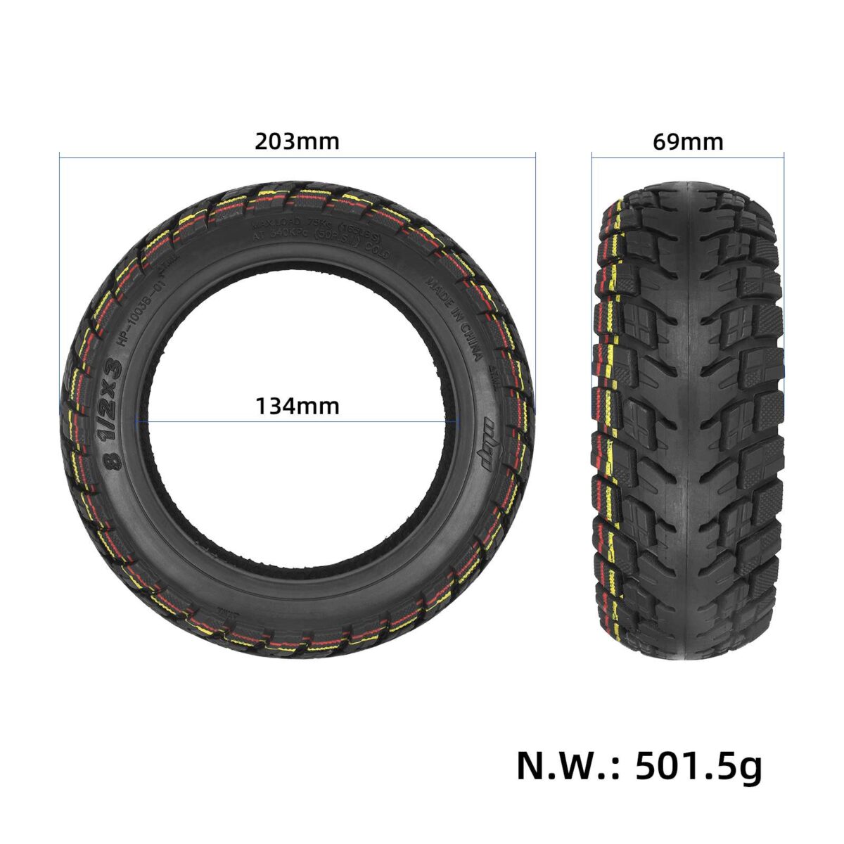 Neumático todoterreno sin cámara Ulip 8.5*3 con diámetro interior de 134 mm para scooter VSETT 8/9 Macury Zero 8/9 Series - Imagen 2