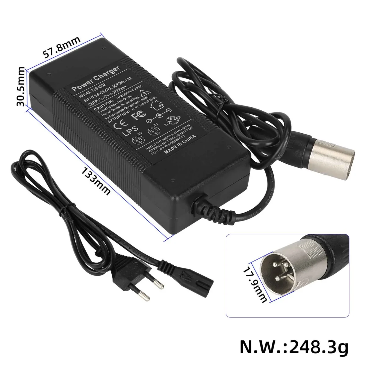 Cargador de 42 V 2 A con cabezal Kallon (enchufe UE) - Imagen 3
