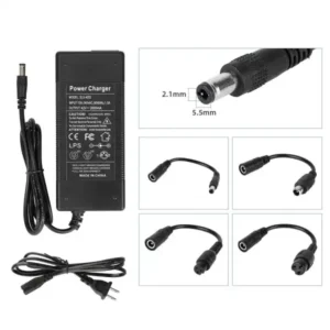 Cargador de 42 V 2 A CC 2,1 con 4 cables adaptadores (enchufe estadounidense)