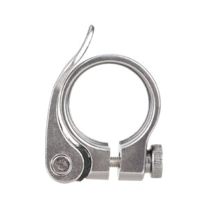 Abrazadera de sillín sin orificios de color titanio de 34,9 mm