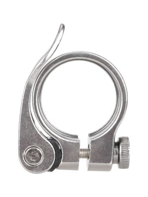 Abrazadera de sillín sin orificios de color titanio de 34,9 mm