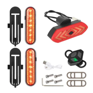 Juego de 2 luces intermitentes recargables rojas Ulip + 1 juego de luces traseras intermitentes con control remoto para scooters MaxG30D