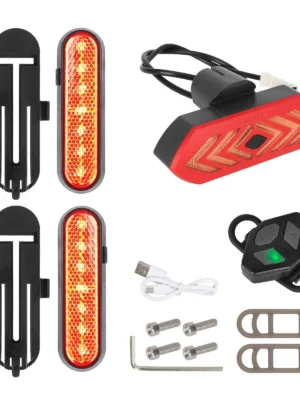 Juego de 2 luces intermitentes recargables rojas Ulip + 1 juego de luces traseras intermitentes con control remoto para scooters MaxG30D
