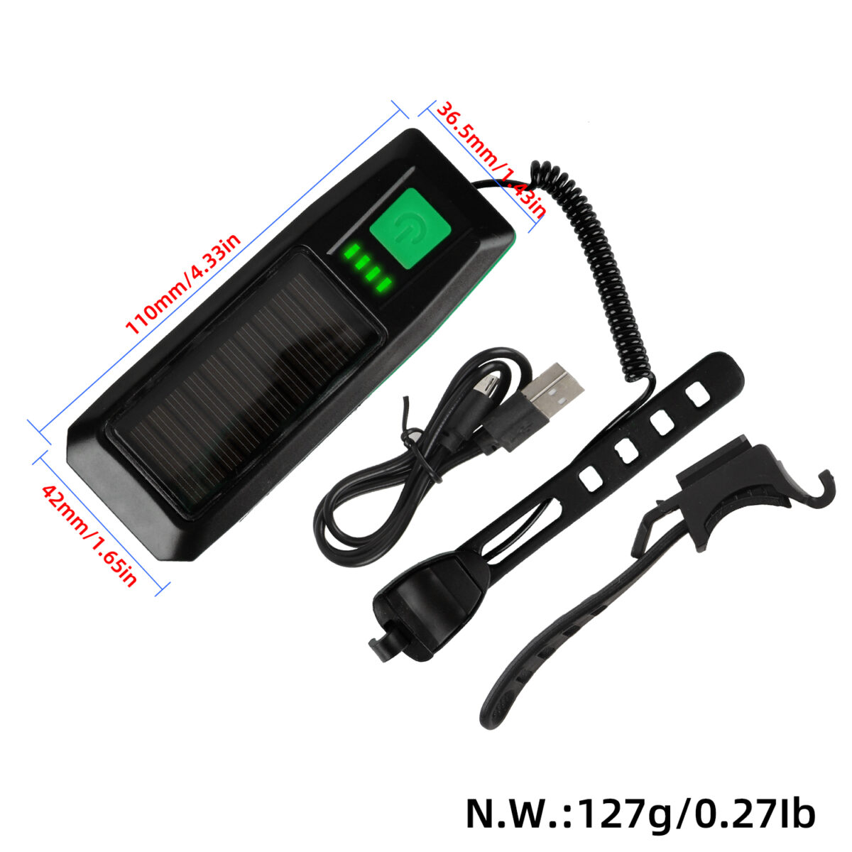 Luz de altavoz con carga USB solar verde - Imagen 2