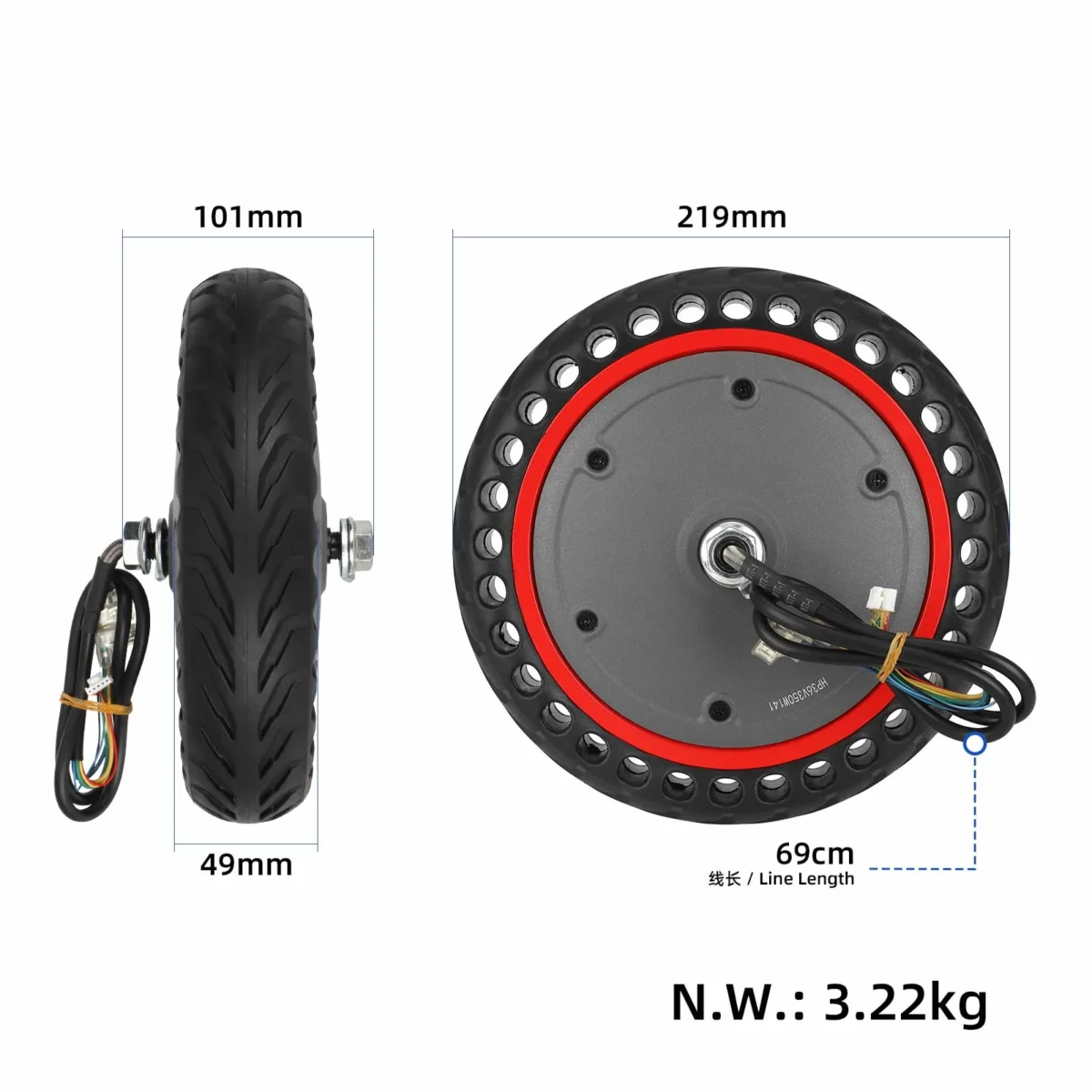 Motor Pro de 36 V y 350 W, 8,5 pulgadas, con neumático sólido poroso de 8 1/2 x 2 pulgadas (para scooter Pro) - Imagen 2