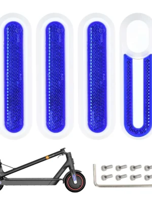 4 piezas de carcasas decorativas blancas de repuesto + barras reflectoras azules para M365 1S Pro Pro2 y Lite