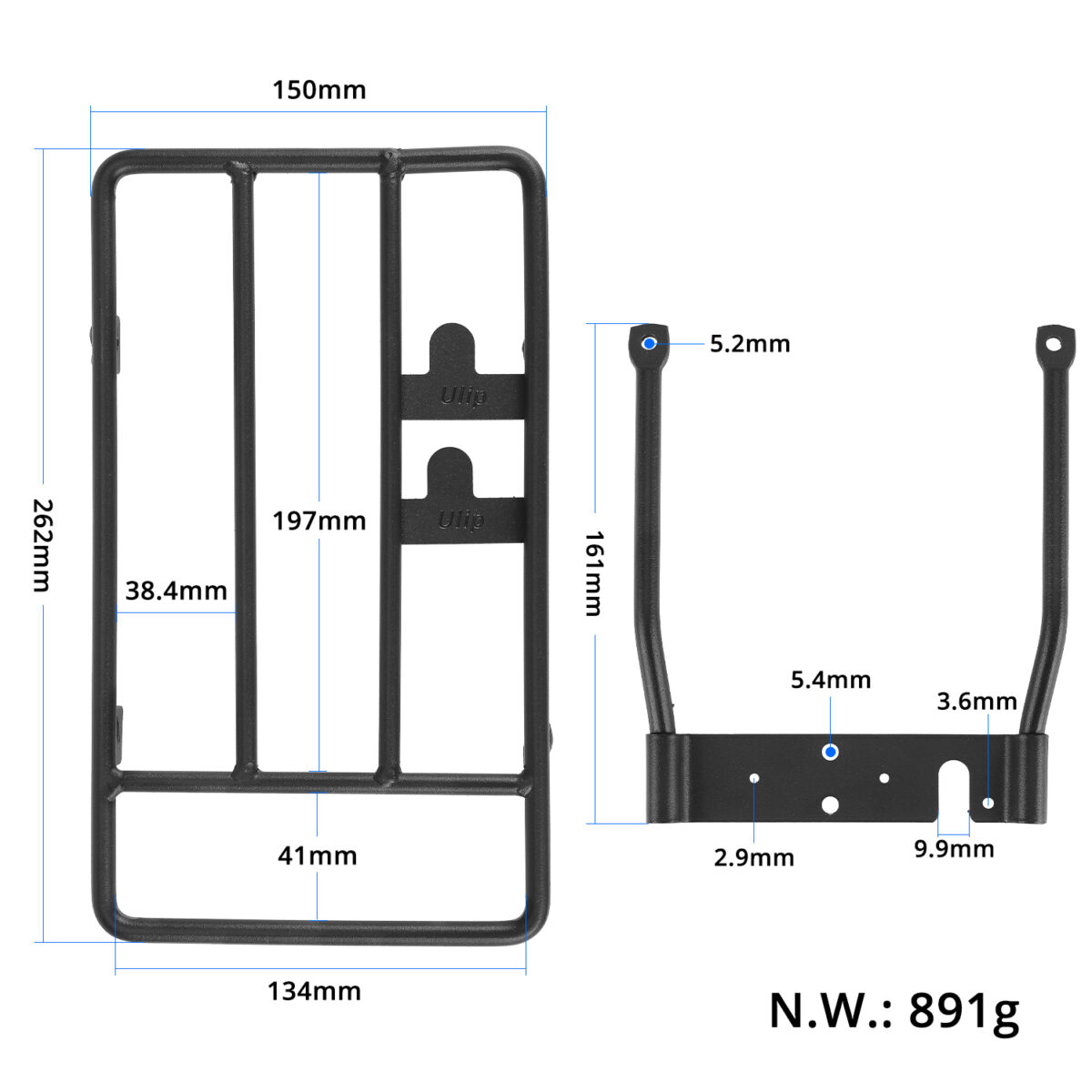 Estante de almacenamiento trasero plegable Ulip para scooters Xiaomi - Imagen 3