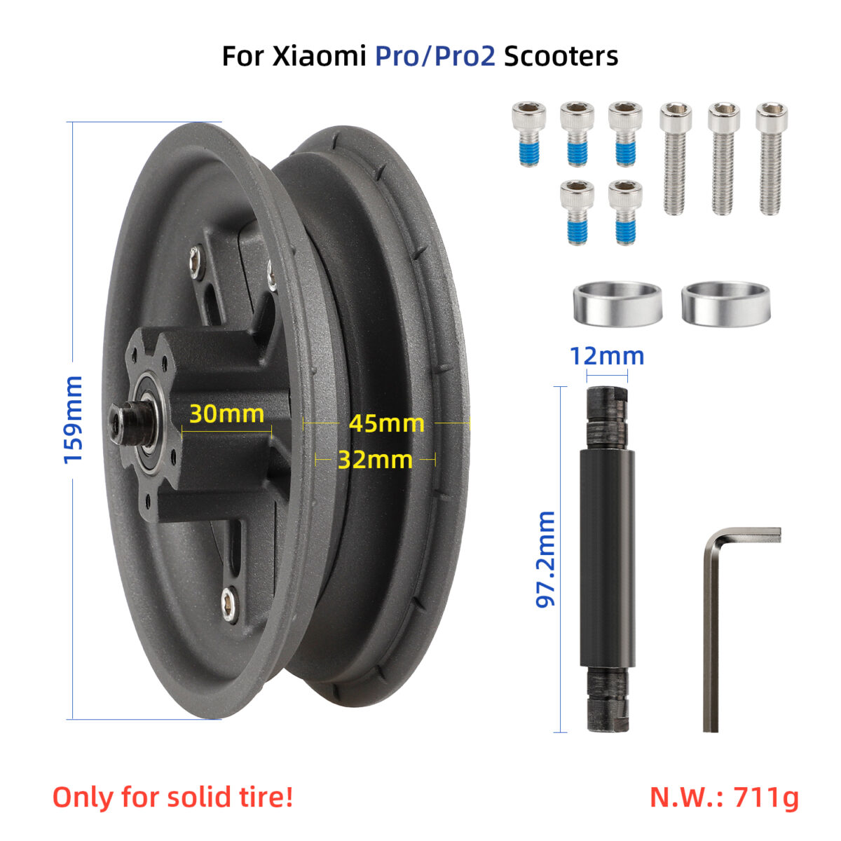 Buje trasero dividido Ulip gris para scooters Xiaomi Pro/Pro2 - Imagen 2