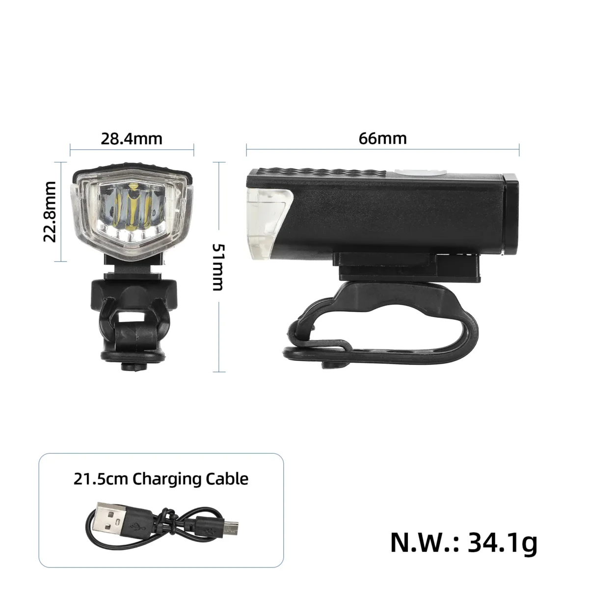 Faro delantero recargable por USB para conducción nocturna - Imagen 3