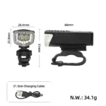 Faro delantero recargable por USB para conducción nocturna - Imagen 3
