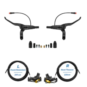 Frenos de disco NUTT delanteros izquierdo + traseros derecho de cuatro pistones (2200+2200 mm, delantero 140/160L, trasero 160/180R) + juego de 4 palancas de freno Y5