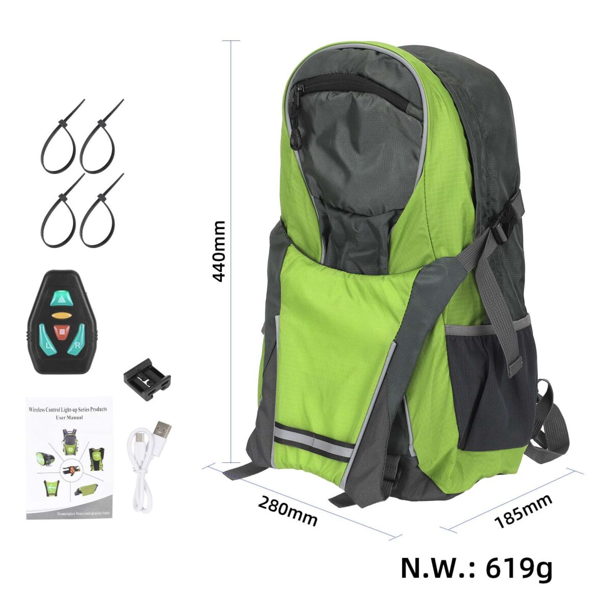 Mochila con intermitentes LED y control remoto - Imagen 2