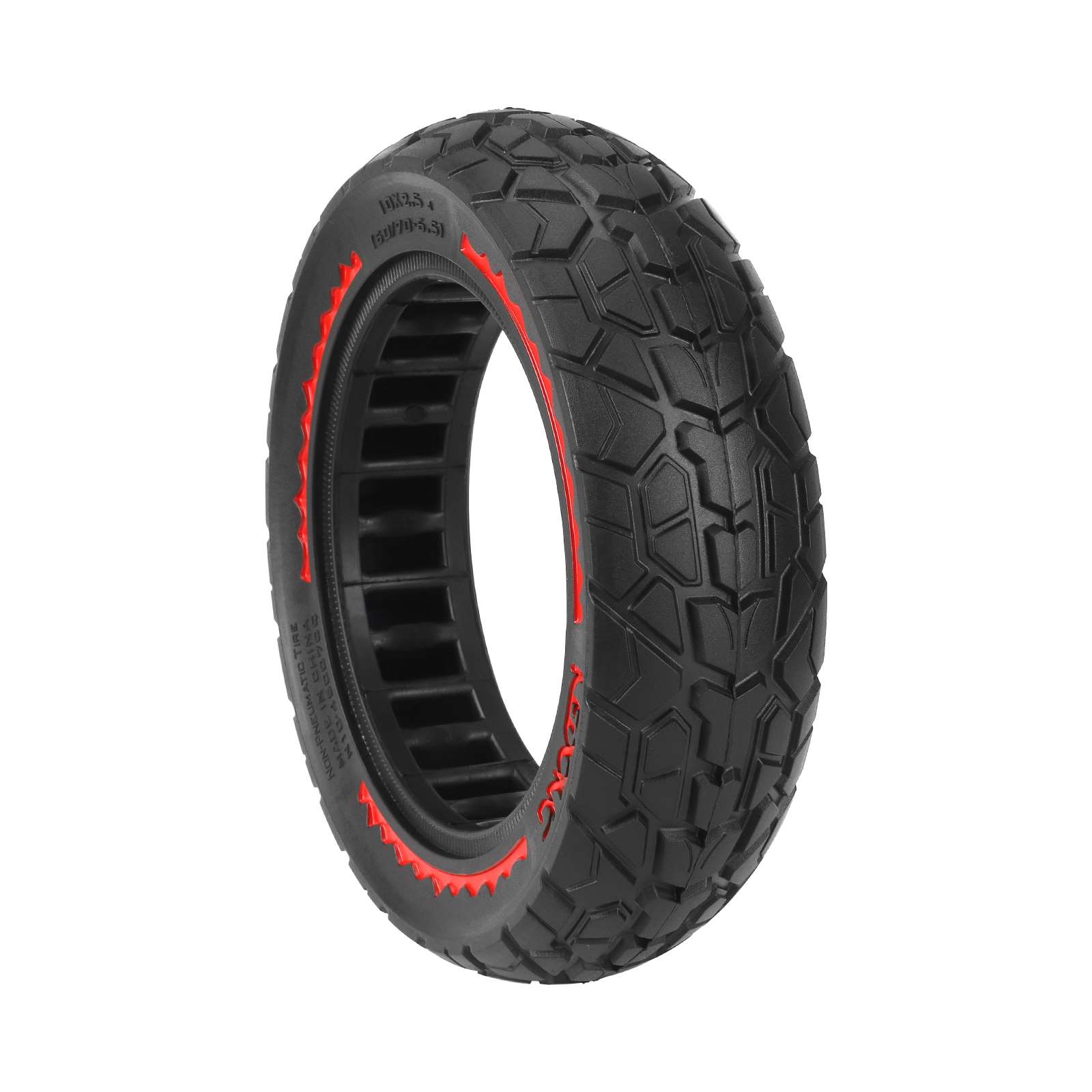 Neumático sólido NEDONG 10*2.5 (60/70-6.5) con círculo rojo y ranura de 45 mm - Imagen 4