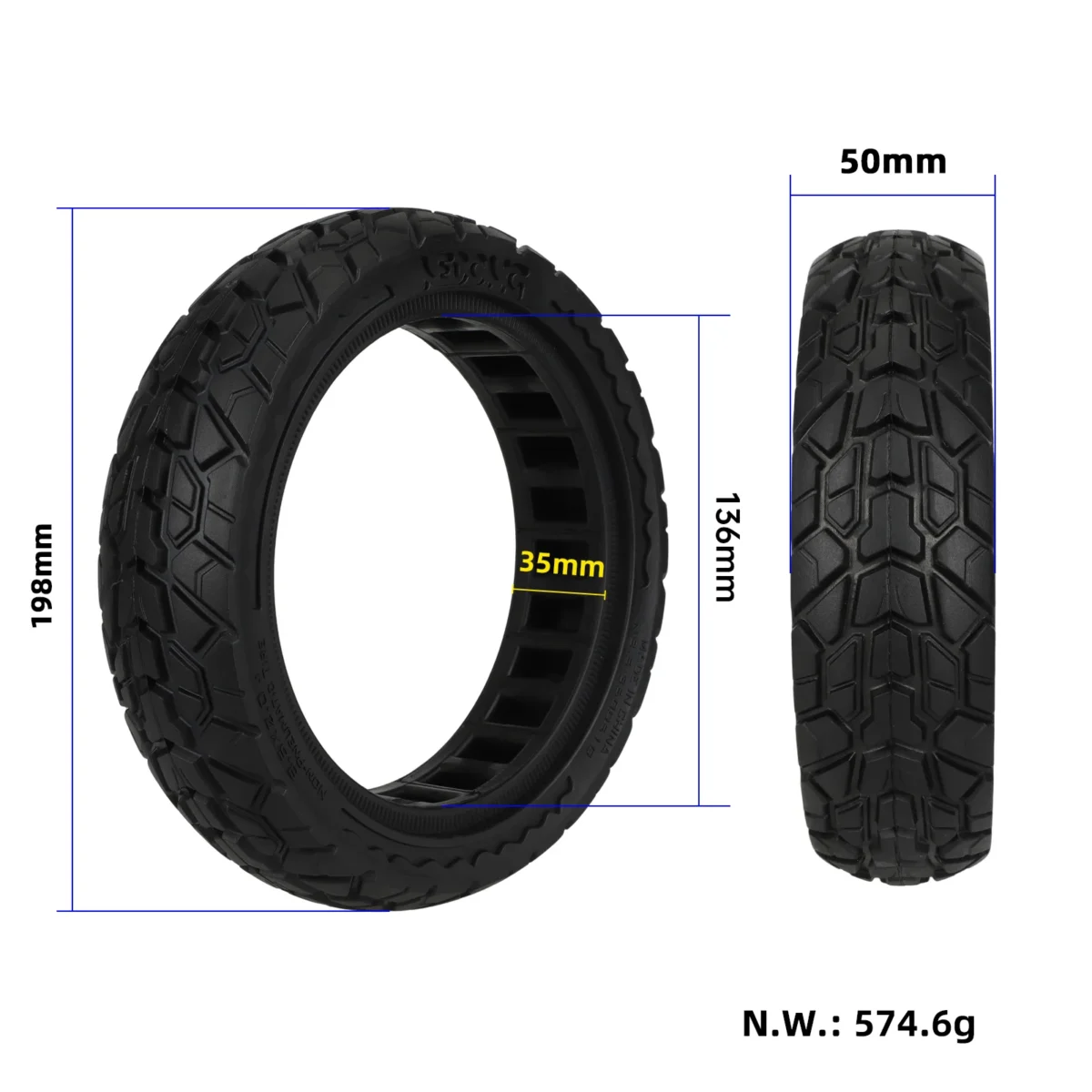 Neumático todoterreno sólido negro NEDONG8.5*2.0 - Imagen 6