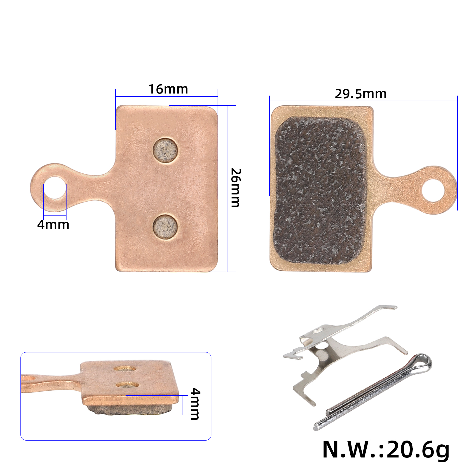 Pastillas de freno sinterizadas HIMANO M615 en oro rosa - Imagen 6