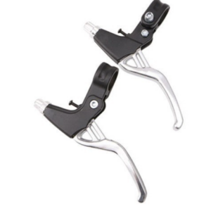 Manija de freno de aluminio con doble orificio - plateada (par)