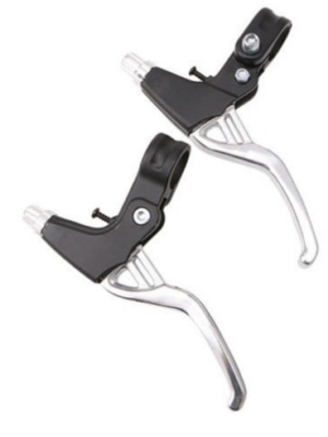 Manija de freno de aluminio con doble orificio - plateada (par)