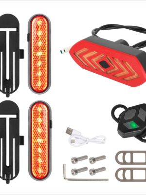 Juego de 2 luces intermitentes recargables rojas Ulip + 1 luz trasera intermitente con control remoto para scooters Xiaomi M365/1S
