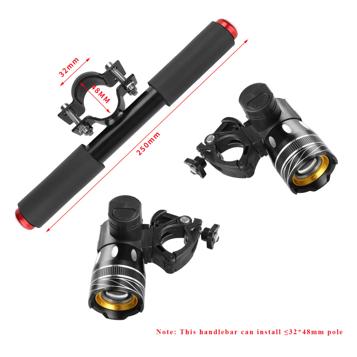 2 faros LED XM-L T6 con manillar para scooters de serie Xiaomi M365 - Imagen 3