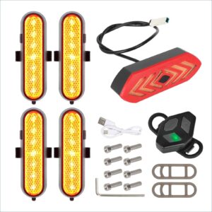 Juego de 4 luces intermitentes recargables amarillas Ulip + 1 juego de luces traseras intermitentes con control remoto para scooters G30 MAX