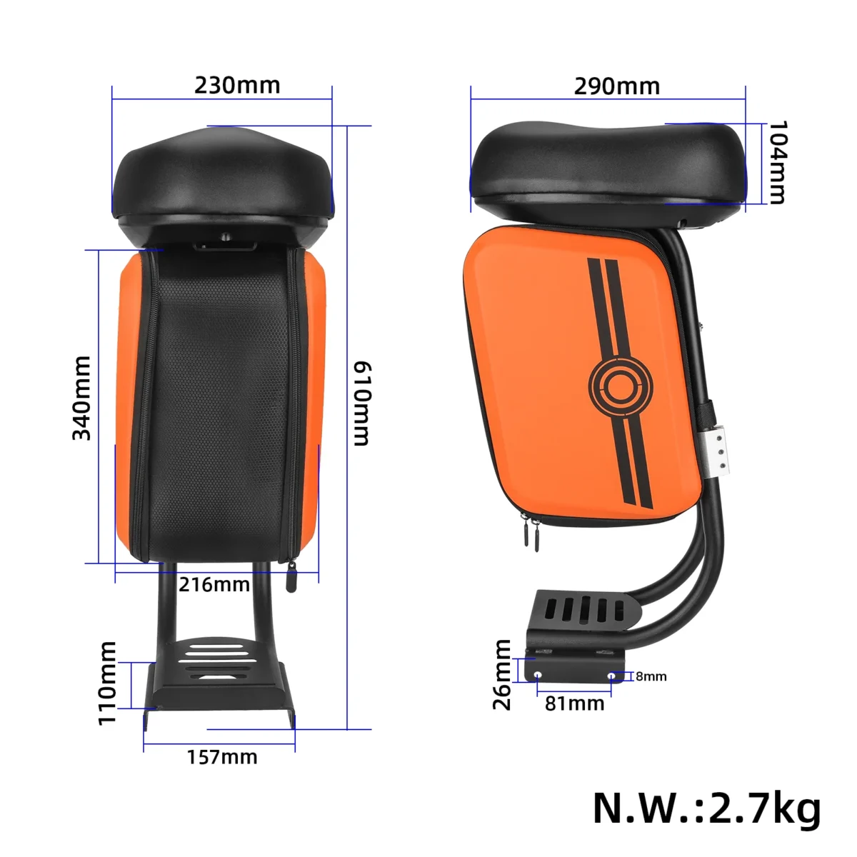Asiento negro para Xiaomi M365/Pro/1S con equipaje y bolsa de asiento ampliada - Imagen 2