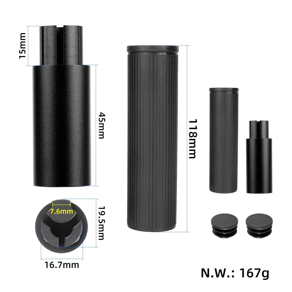 Kit extensor de manillar de silicona Ulip negro sin luz para scooters de las series Xiaomi y Ninebot ES - Imagen 2
