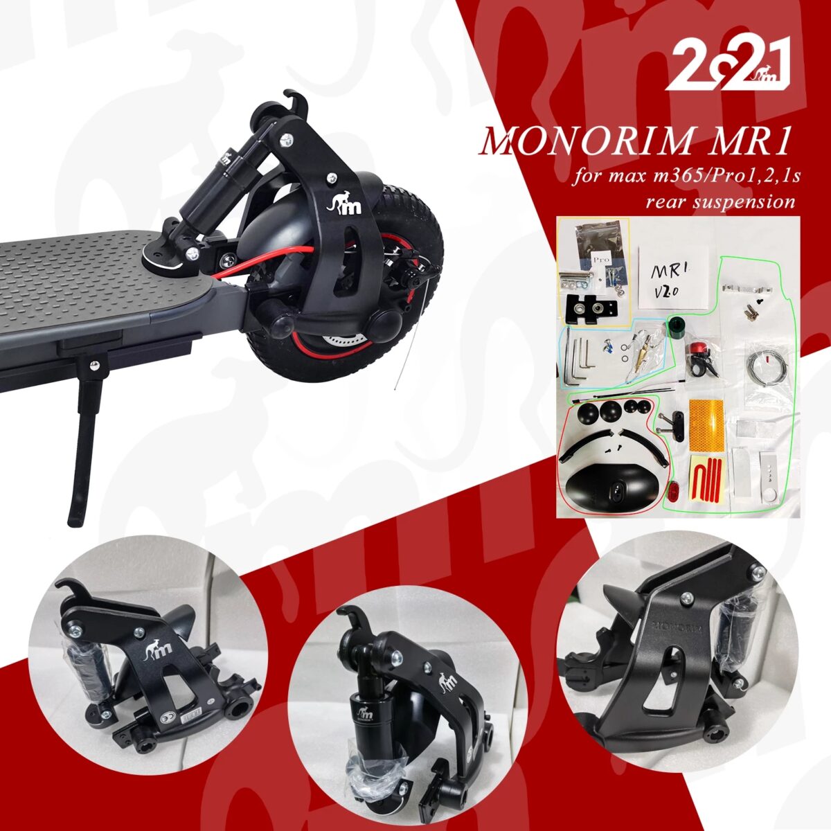 Suspensión trasera MR1-BB Monorim para patinetes Xiaomi M365, Pro y Pro 2 - Imagen 4