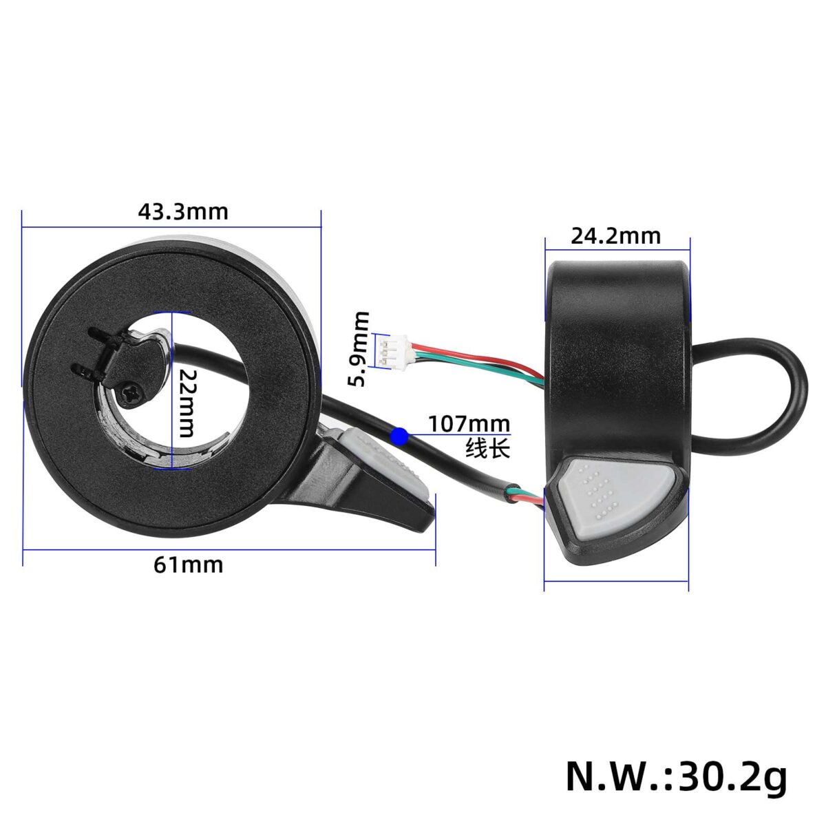 Maneta de freno izquierda gris para scooter Max G30D - Imagen 2