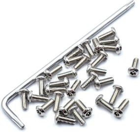 18 tornillos antirrobo M4*12 con columnas + 1 llave antirrobo T20