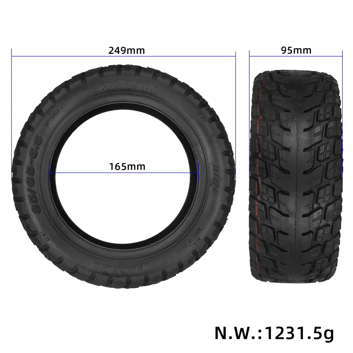 Neumático todoterreno sin cámara autorreparable engrosado Ulip 85/65-6.5 - Imagen 2