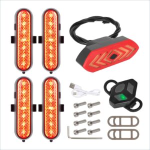 Juego de 4 luces intermitentes recargables rojas Ulip + 1 juego de luces traseras con control remoto para scooters Xiaomi 4Ultra