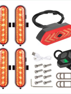 Juego de 4 luces intermitentes recargables rojas Ulip + 1 juego de luces traseras con control remoto para scooters Xiaomi 4Ultra