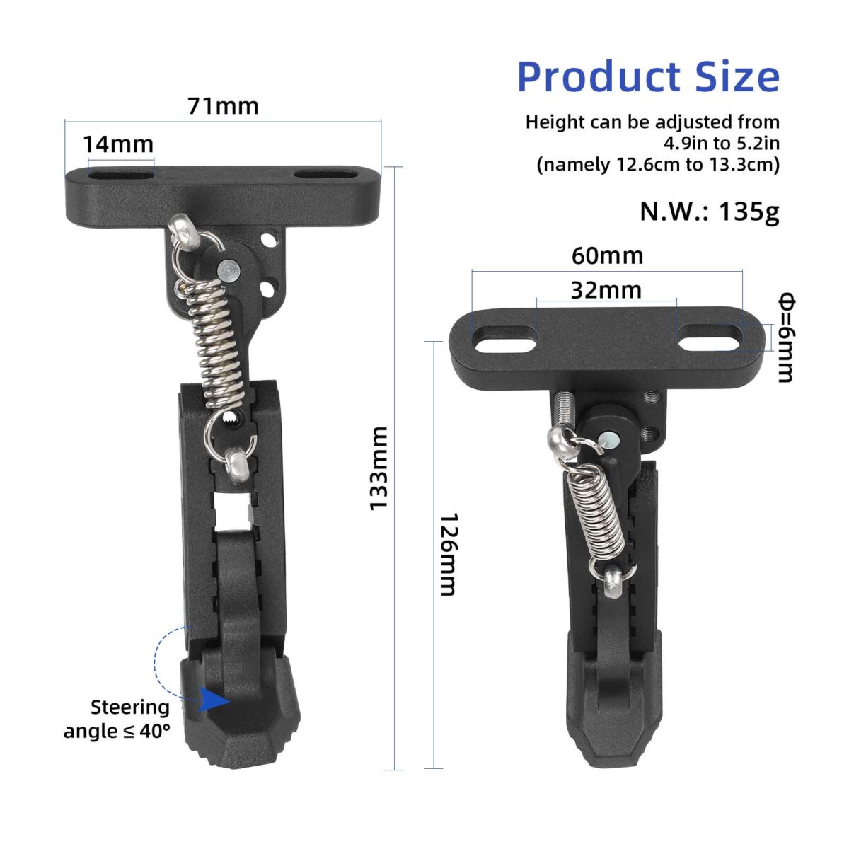 Pata de cabra ajustable Ulip Black para scooters de las series F y Xiaomi 4 - Imagen 2