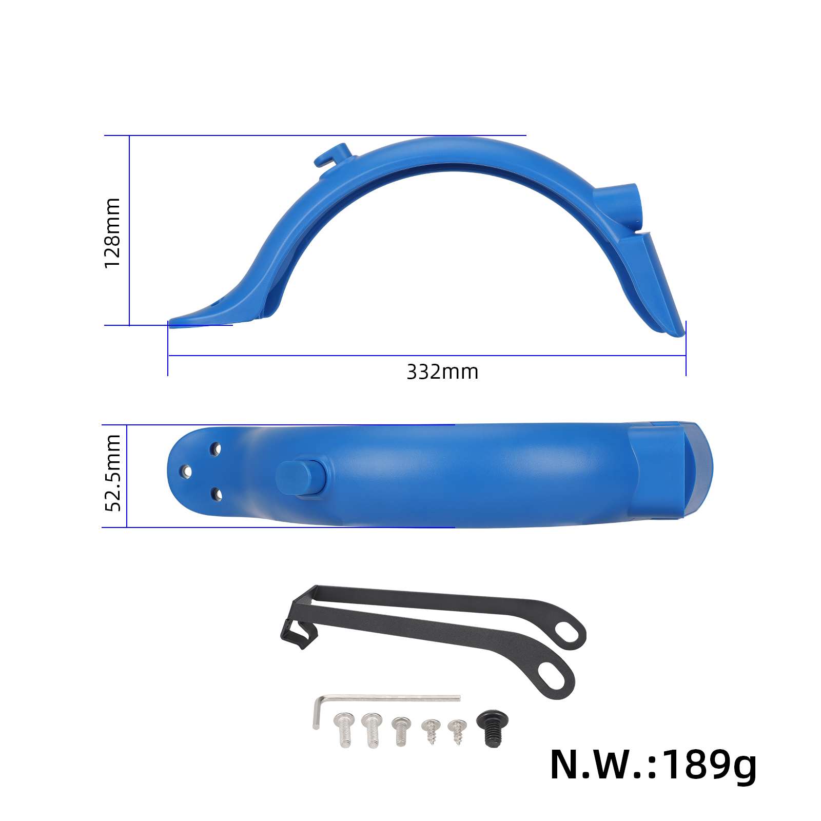 Guardabarros trasero azul Xiaomi M365 Pro/Pro2 con matrícula integrada (con gancho + soporte metálico pro) - Imagen 2