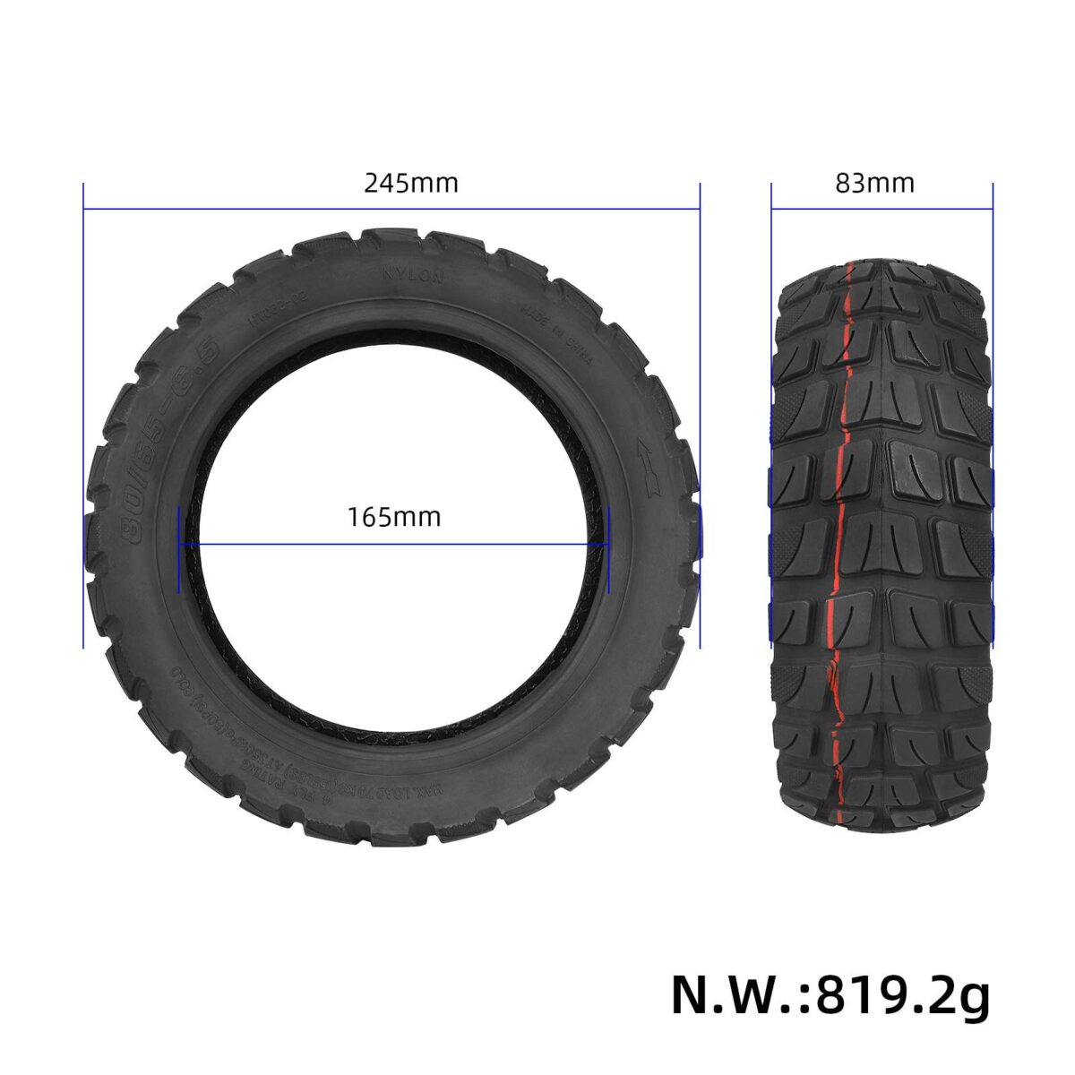 Neumático todoterreno sin cámara 80/65-6.5 para scooter KUGOO M4/M4 Pro - Imagen 6