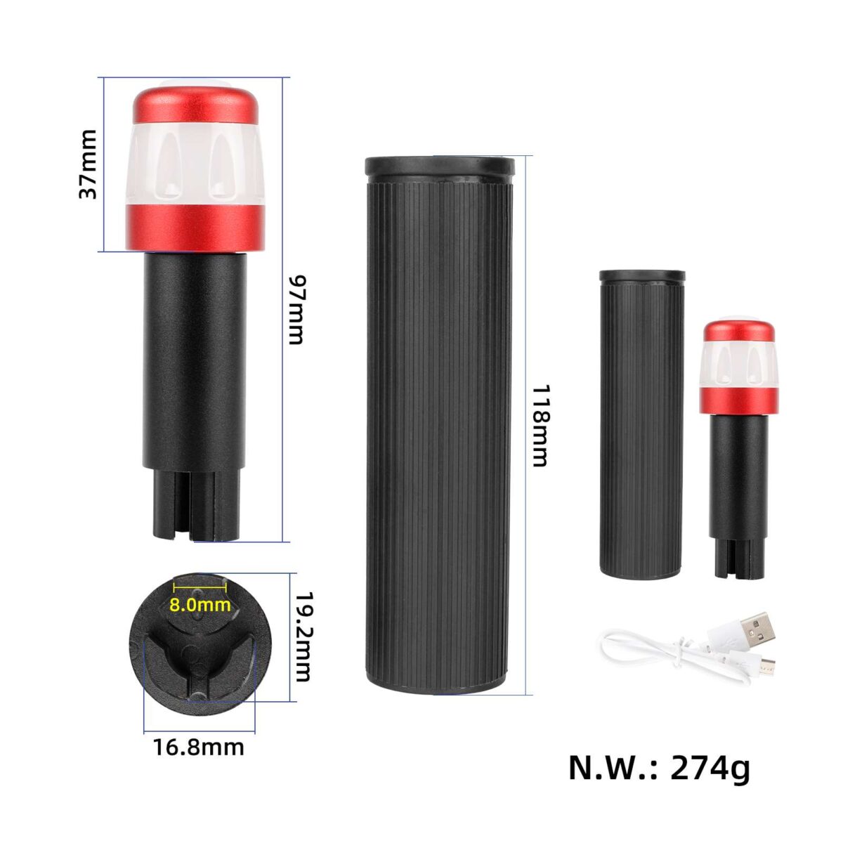 Extensor de agarre de silicona con carga USB Ulip y luz para scooters Max G30 (BBRW) - Imagen 2