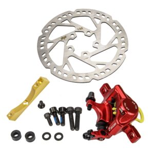 Juego de frenos Xtech rojos con disco de 135 mm y adaptador dorado