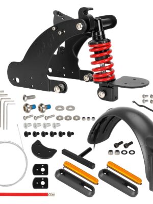 Suspensión trasera Ulip V2 Negro-Rojo con soporte metálico de guardabarros trasero para scooter Xiaomi 4Pro