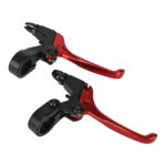 Bicicleta plegable A70 de aluminio con frenos (par), color rojo y negro
