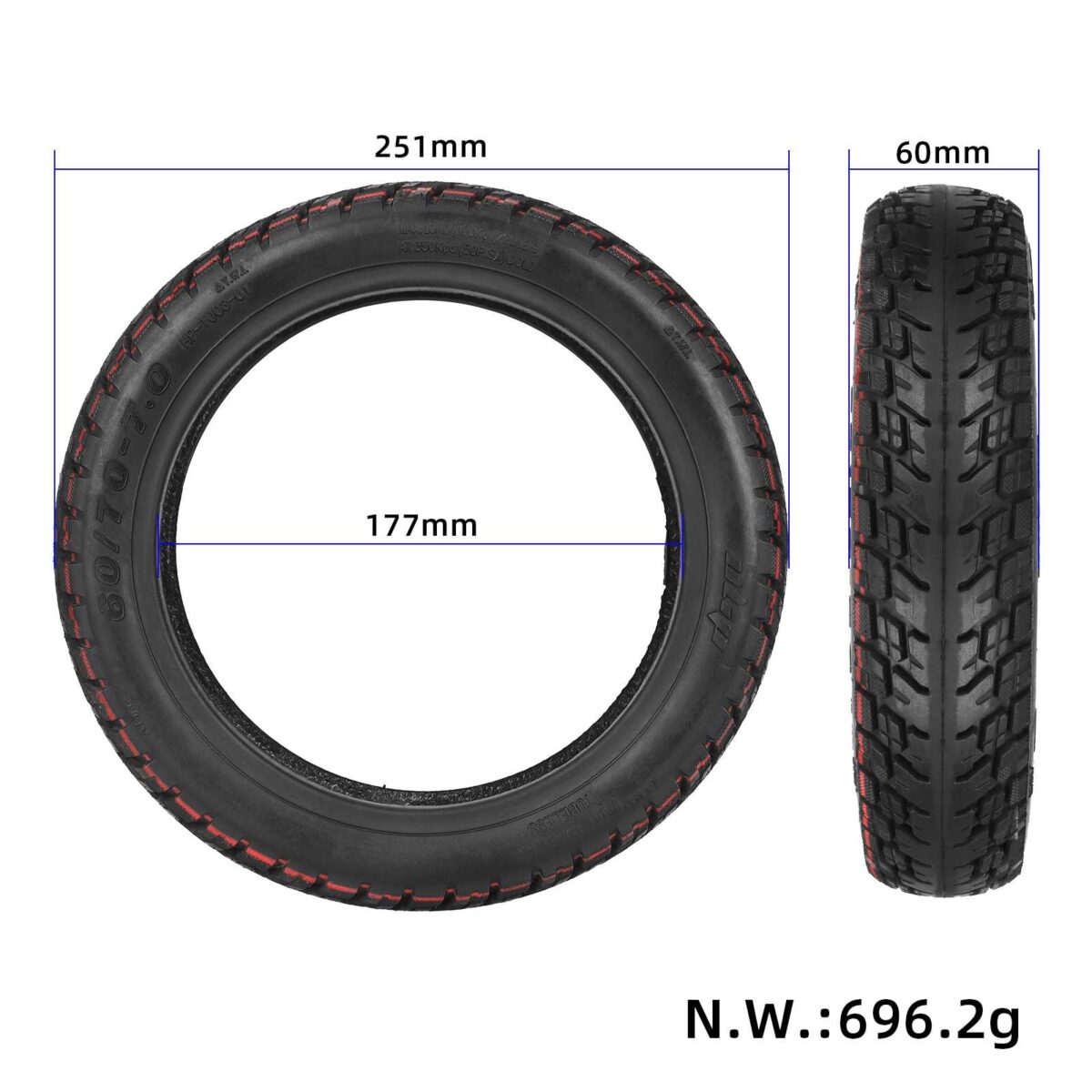 Neumático todoterreno sin cámara autorreparable Ulip 60/70-7.0 con adhesivo para scooters Xiaomi 4 Pro/4 Pro Max - Imagen 2
