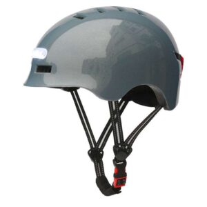 Casco gris barro brillante talla L con luz (KY-Z002)