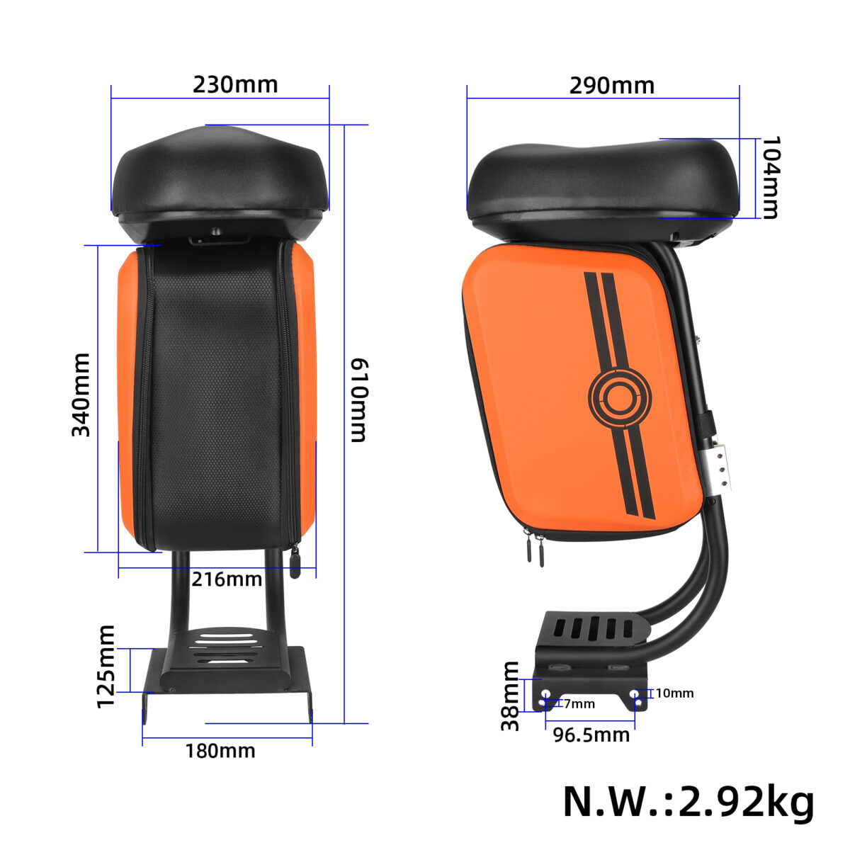 Asiento negro con bolsa para scooters Segway Max serie G30 (sillín agrandado) - Imagen 2
