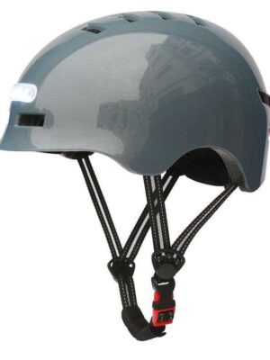 Casco gris barro brillante talla M con luz (KY-Z002)t