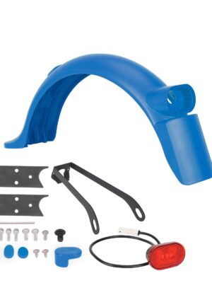 Kit de guardabarros trasero azul con luz, soporte metálico y gancho para patinete M365 Pro/Pro2