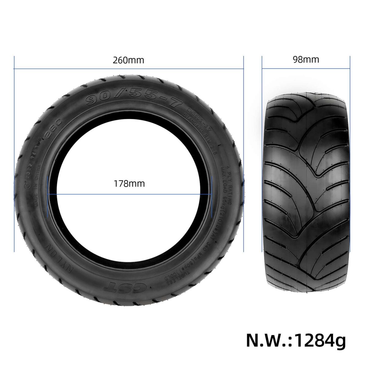 Neumático sin cámara autorreparable CST 90/55-7 - Imagen 2