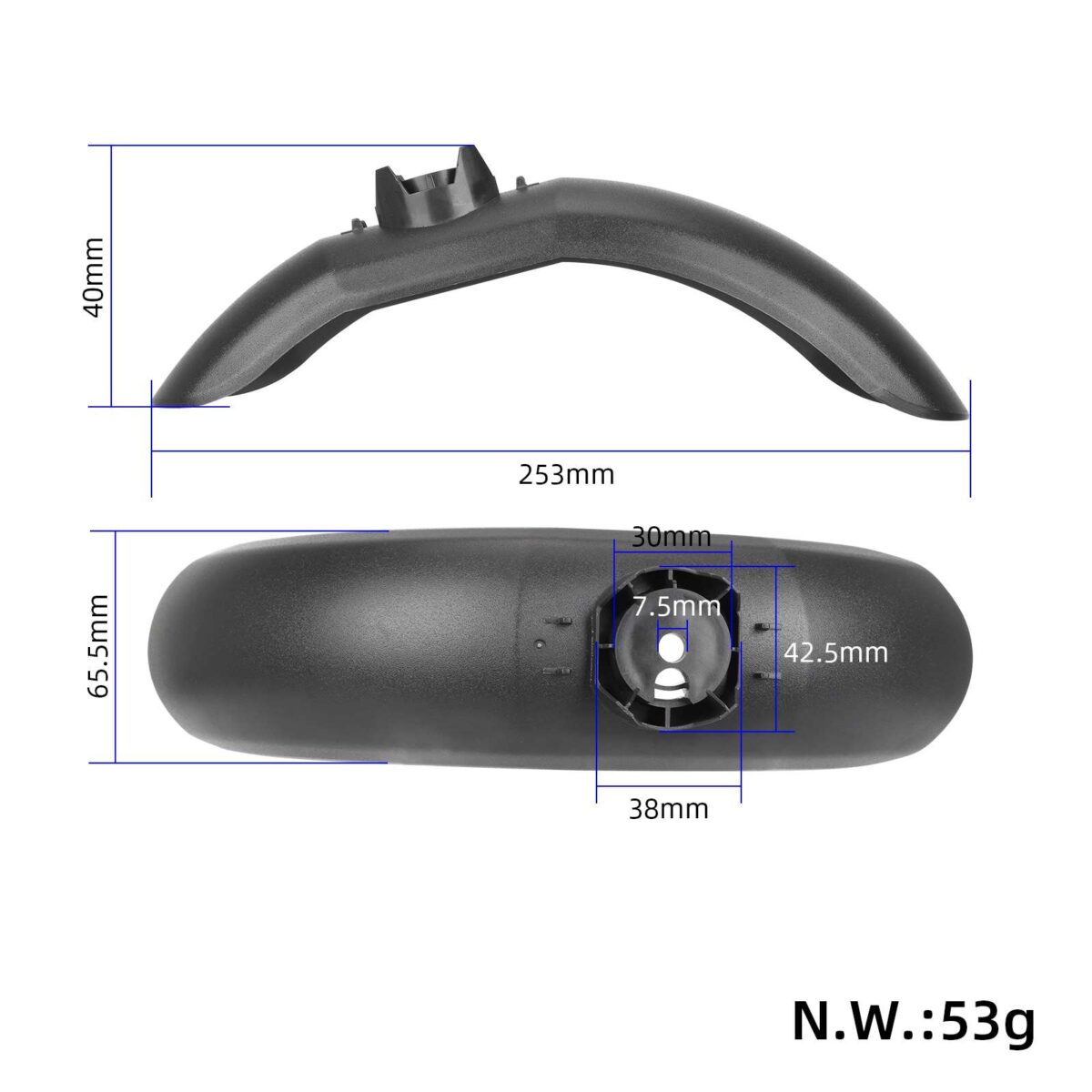 guardabarros delantero negro para G30 Max - Imagen 2